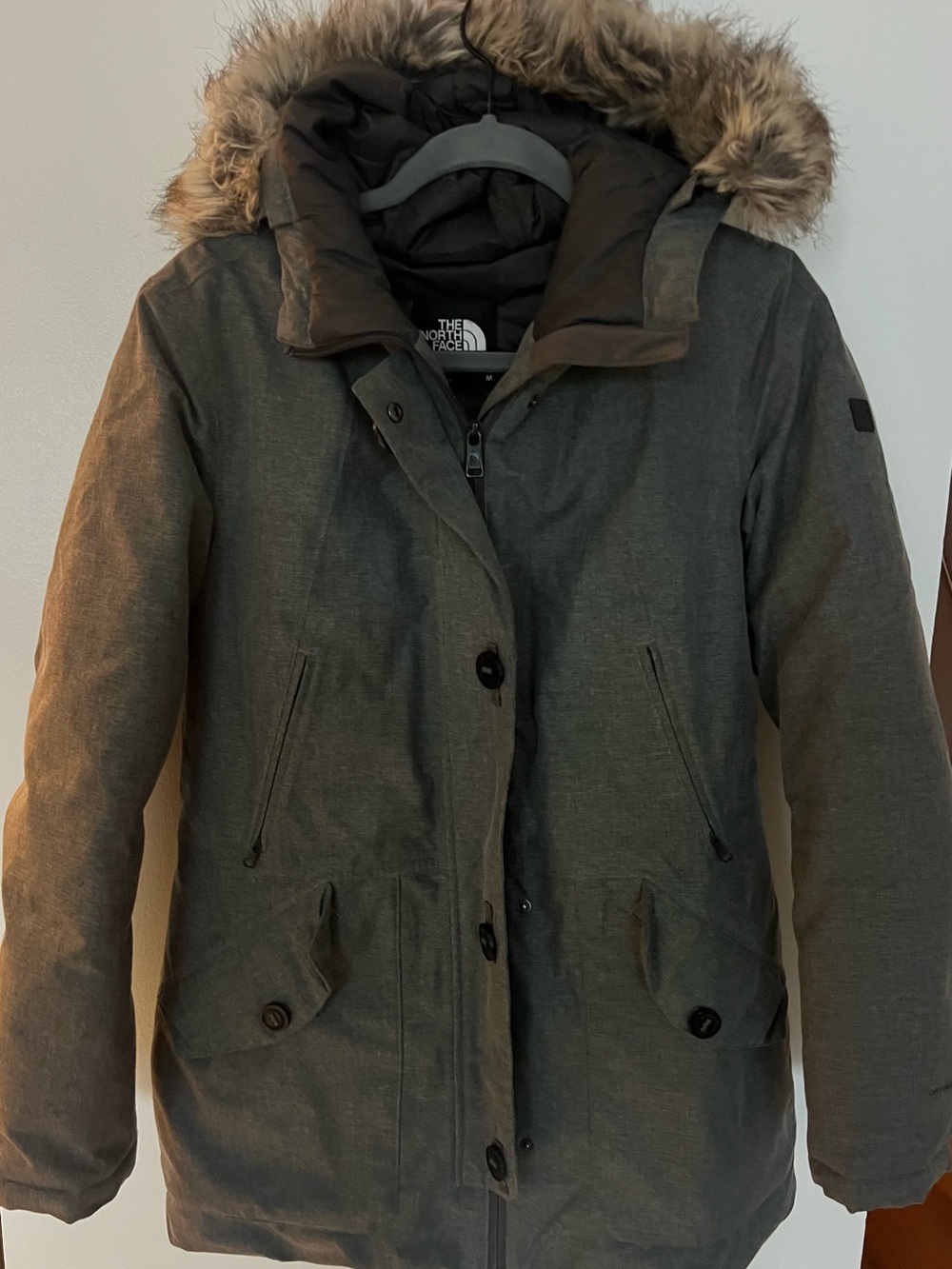 The North Face Women’s Gray Hooded Faux-Fur Trim Parka - Size Medium - Size M
